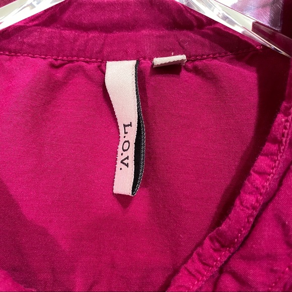 ☘️L.O.V. Pink pleated top button sleeve blouse - Picture 3 of 5